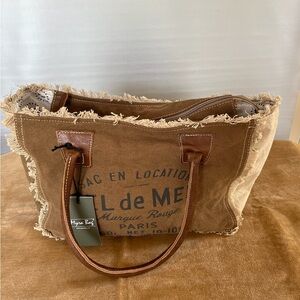 Myra Bag Rustic Brown and Cream Tote